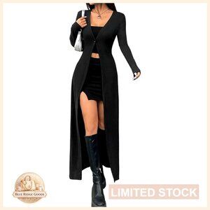 Long Cardigan V Neck Slim Fit Lightweight Knit Sweater Gothic Chic Y2K